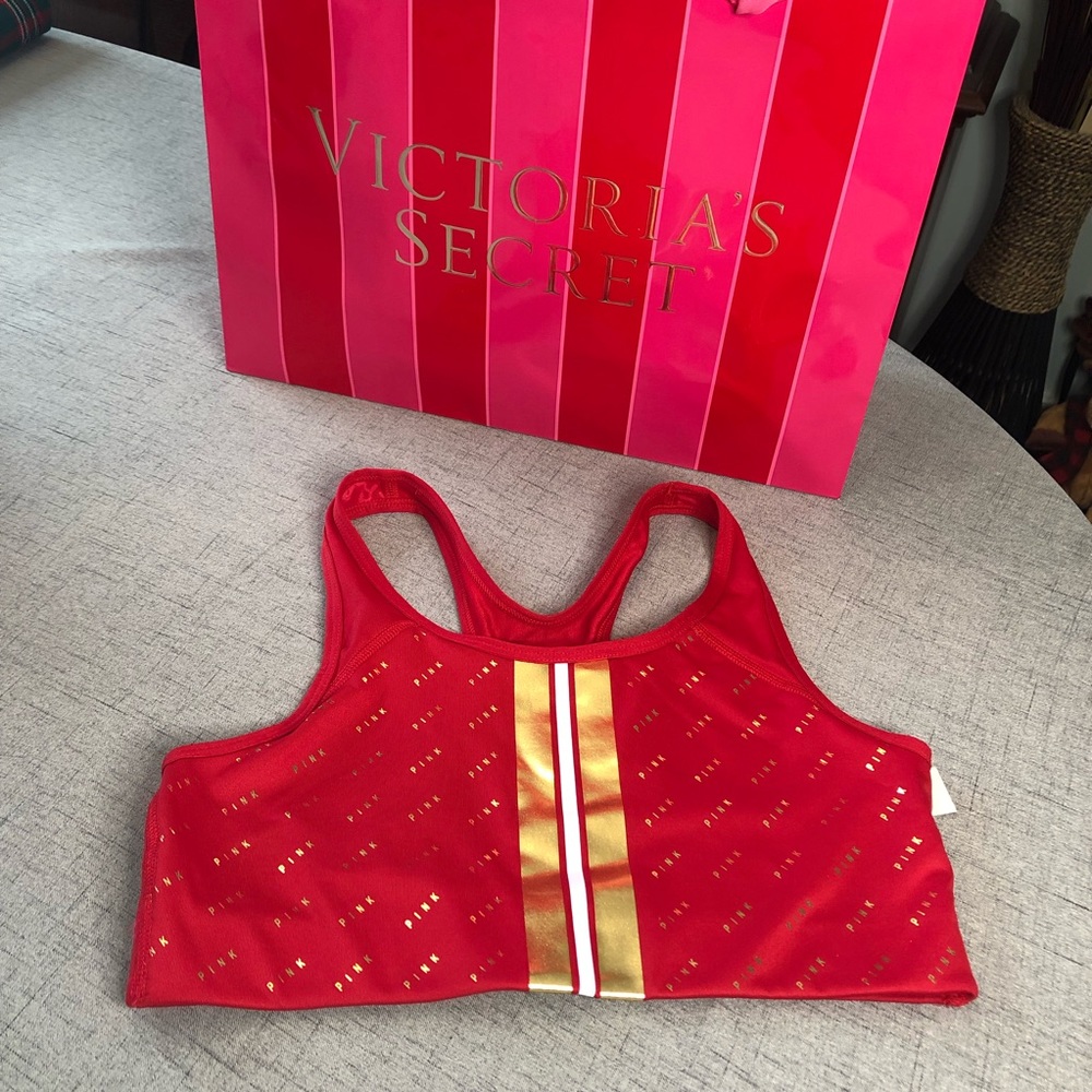 Victoria Secret PINK Red Gold Ultimate Sports Bra - Picture 4 of 8